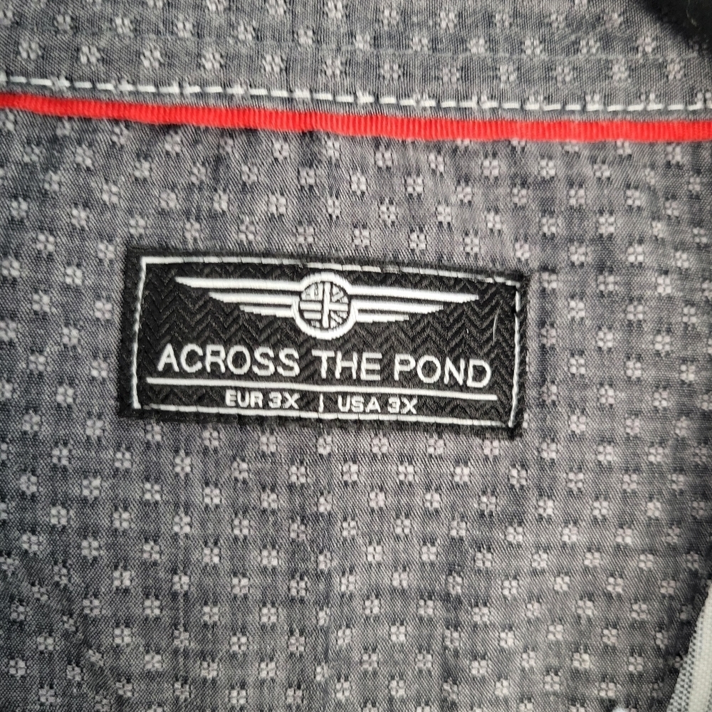Across The Pond Men's Gray Marbled Short Sleeved Button Up Shirt Size 3X - Picture 3 of 8